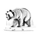 Attacking bear protecting its cubs in the forest, at night in the trees tattoo design idea