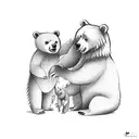 Attacking bear protecting its cubs in the forest, at night in the trees tattoo design idea