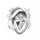 A lonely woman in a cemetery, lying on her husband's grave tattoo design idea