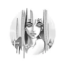 A lonely woman in a cemetery, lying on her husband's grave tattoo design idea