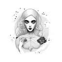 lonely Woman in cemetery tattoo design idea