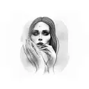 lonely Woman in cemetery tattoo design idea