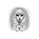 lonely Woman in cemetery tattoo design idea