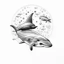 submarine with dolphins silhouette  tattoo design idea