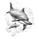 submarine with dolphins silhouette  tattoo design idea