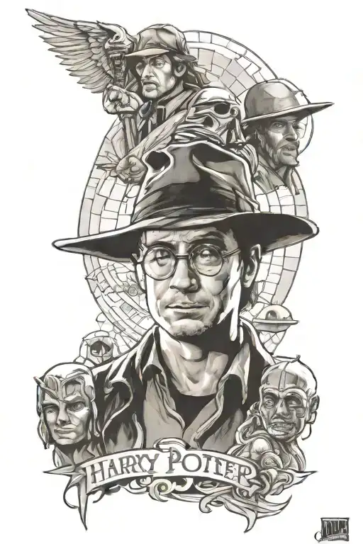 Harry potter, Indiana Jones, Star Wars tattoo design idea