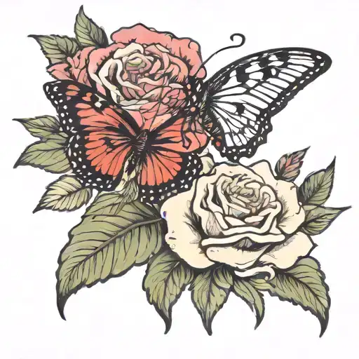 The word ignite with a zinia and butterfly emerging tattoo design idea
