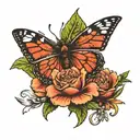 The word ignite with a zinia and butterfly  tattoo design idea