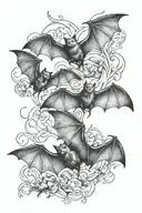 bats flying tattoo design idea