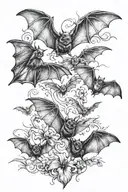 bats flying tattoo design idea