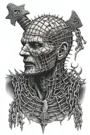 hellraiser pinhead screaming chains breaking and bursting tattoo design idea