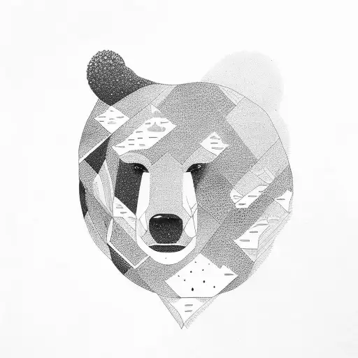 A bear emerging from a dense forest of pine trees tattoo design idea