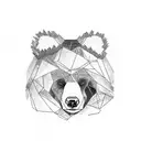 A bear emerging from a dense forest of pine trees tattoo design idea