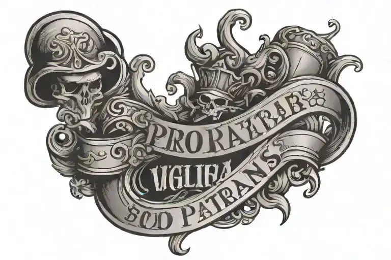 scroll saying Pro Patria Vigilans tattoo design idea