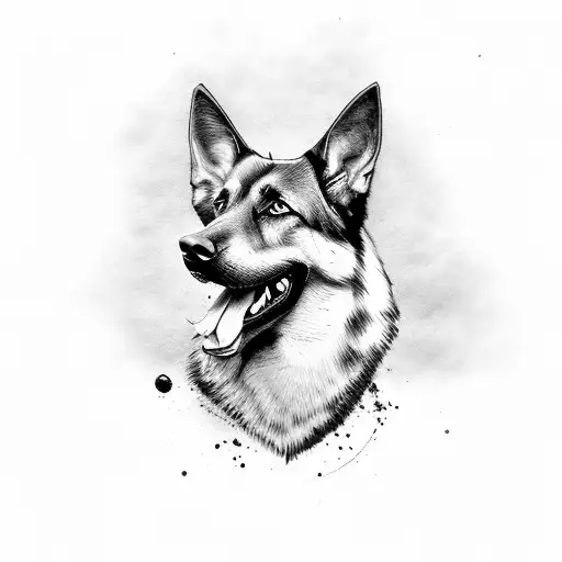 german Shepard biting tattoo design idea