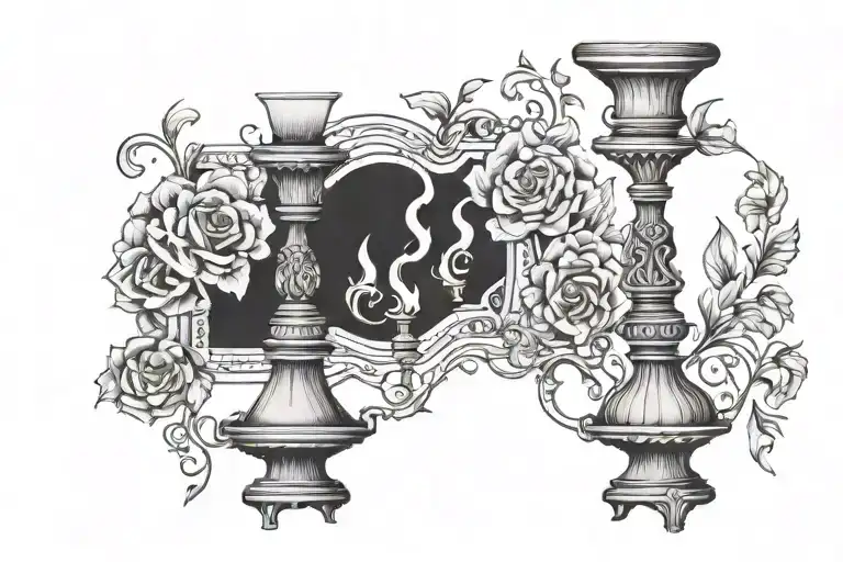 candlesticks adjacent to each other tattoo design idea