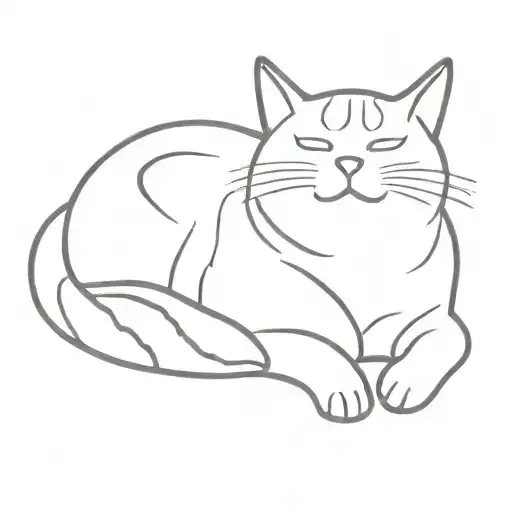 chunky tabby cat laying on its back sleeping  tattoo design idea