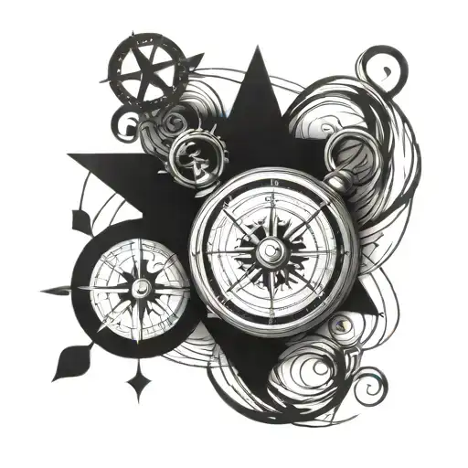 compass and infinity symbol intertwined tattoo design idea