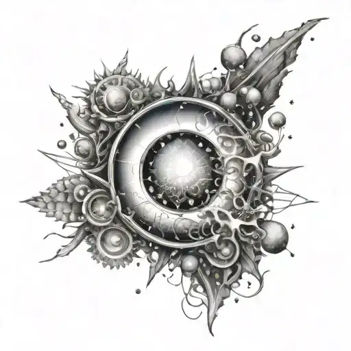 An intricate design combining the eye of the universe and underwater exploration tattoo design idea