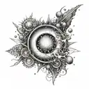 An intricate design combining the eye of the universe and underwater exploration tattoo design idea