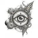 An intricate design combining the eye of the universe and underwater exploration tattoo design idea