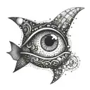 An intricate design combining the eye of the universe and underwater exploration tattoo design idea