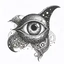 An intricate design combining the eye of the universe and underwater exploration tattoo design idea