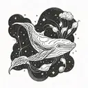A majestic beluga swimming in the vastness of space tattoo design idea