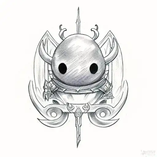 Incorporate iconic symbols from Berserk, One Piece, and Hollow Knight into a sketch-style sleeve tattoo tattoo design idea