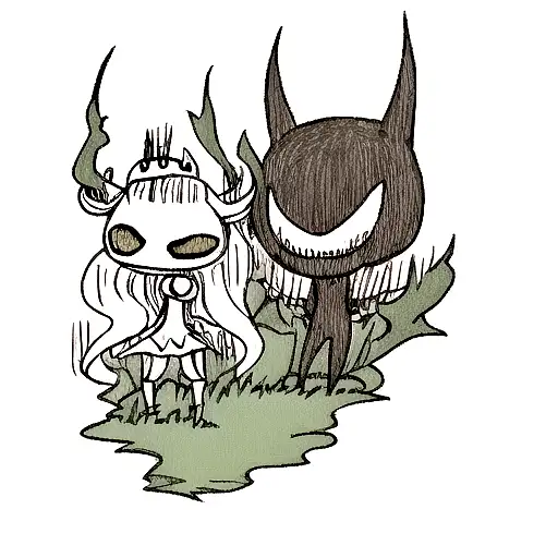 Combine elements from Berserk and Hollow Knight in a dark and intricate design tattoo design idea