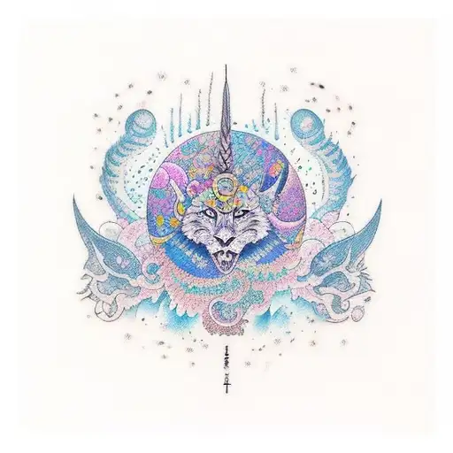 atrapasueños de un escorpión luna colores pastel tattoo design idea