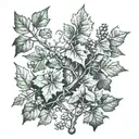oak and ivy vines tattoo design idea