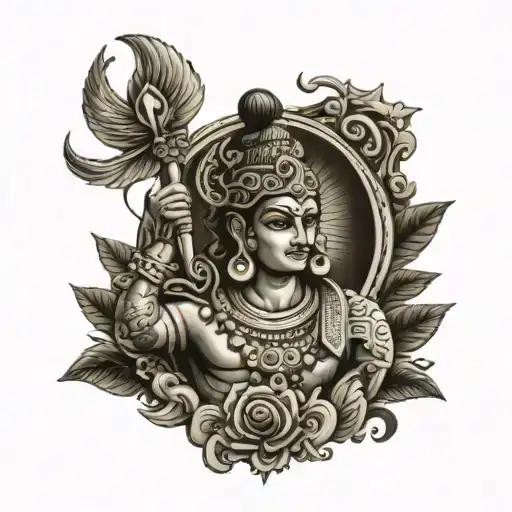 Lord Arjun back tattoo featuring tattoo design idea