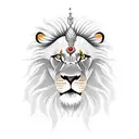angry lion with crown fade into khanda tattoo design idea