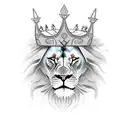 angry lion with crown fade into khanda tattoo design idea
