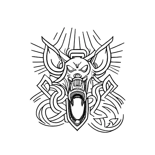 A fierce blackwork tattoo of a roaring car engine tattoo design idea