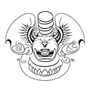 A fierce blackwork tattoo of a roaring car engine tattoo design idea