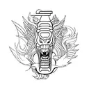 A fierce blackwork tattoo of a roaring car engine tattoo design idea