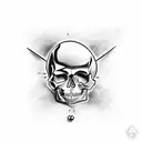 skull with upside down cross tattoo design idea