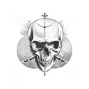 skull with upside down cross tattoo design idea