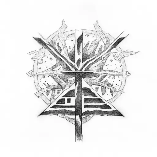 3 crosses with tree tattoo design idea
