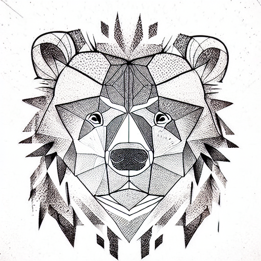 bear head portrait tattoo design idea