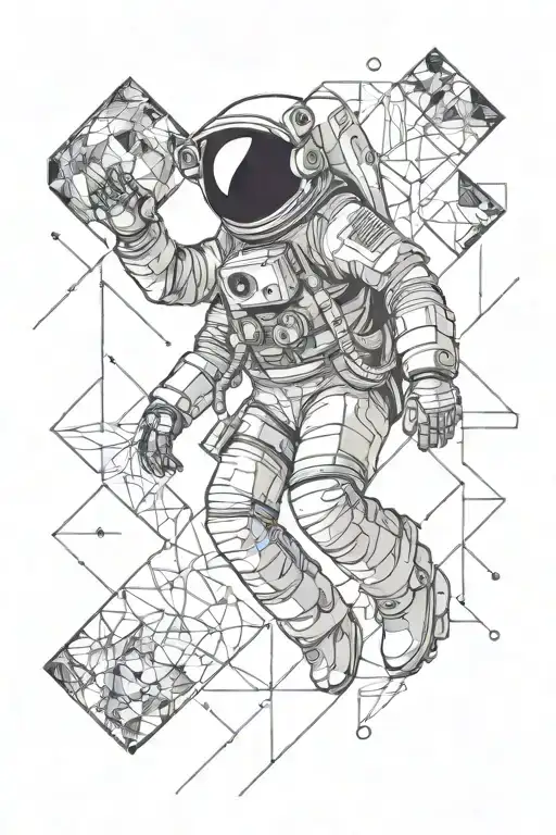 astronaut floating in space tattoo design idea