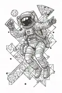 astronaut floating in space tattoo design idea