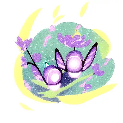 small pretty fireflies with purple and aqua glow tattoo design idea