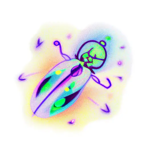 small pretty fireflies with purple and aqua glow tattoo design idea