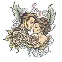 Matching husband wife tattoos based tattoo design idea