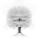 new tree with its reflection of the old one upside down tattoo design idea