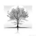 new tree with its reflection of the old one upside down tattoo design idea