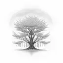 new tree with its reflection of the old one upside down tattoo design idea